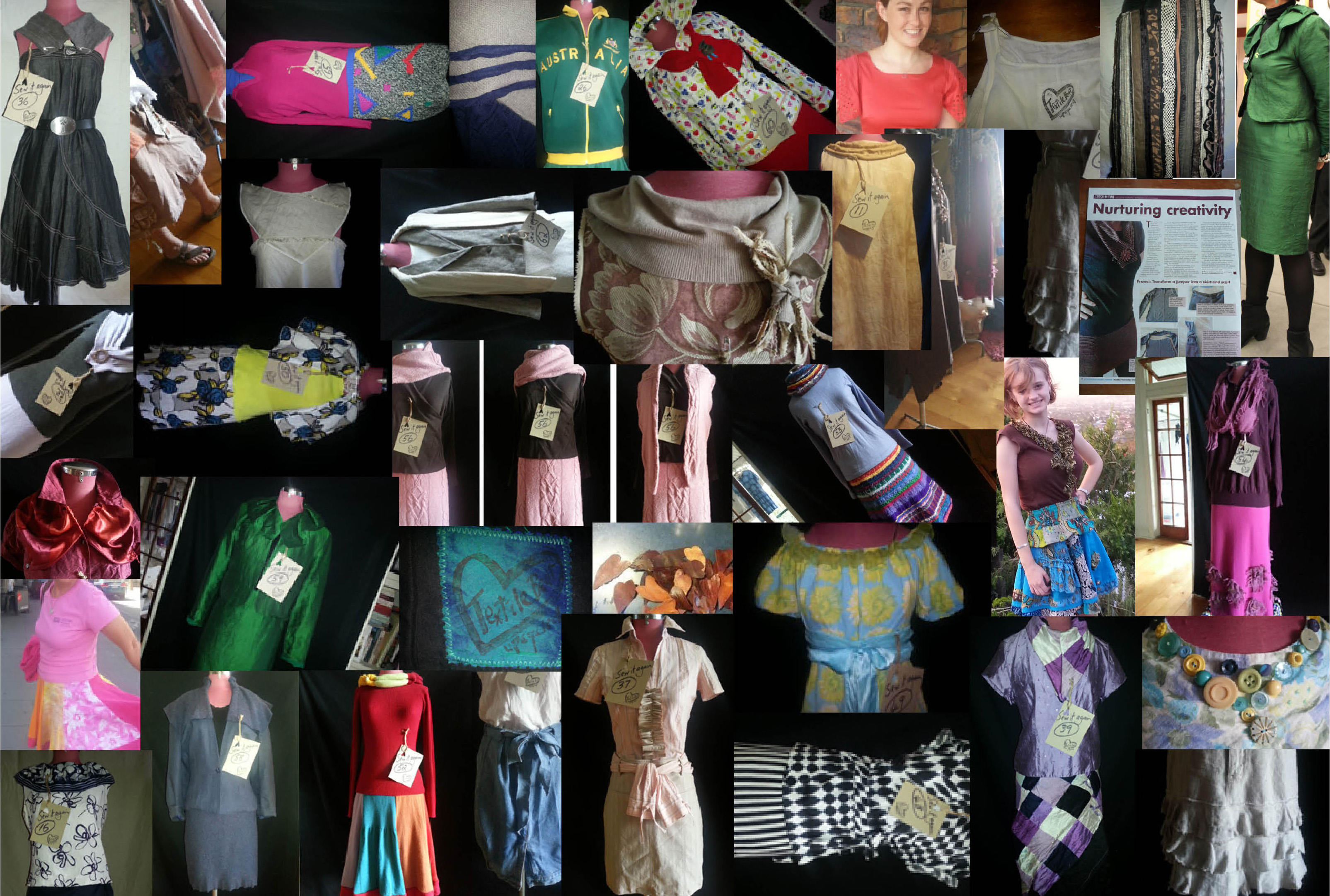 A collage of Sew it Again upycles January and February 2014
